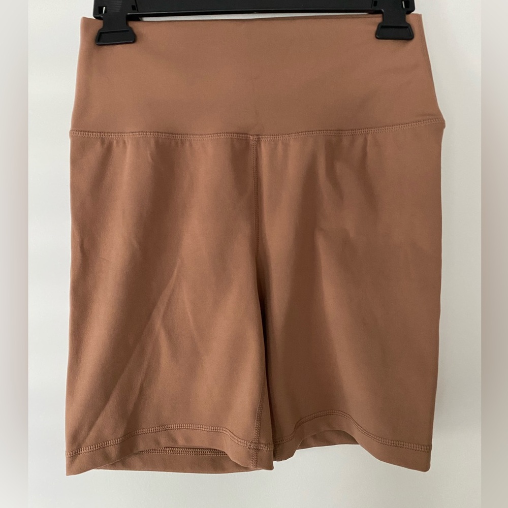 Tan/light brown colored biker shorts
